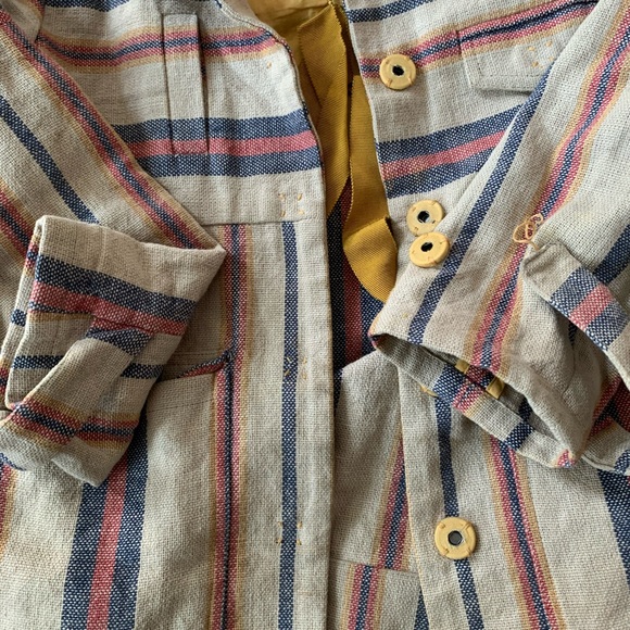 Unisex Tia Cibani Striped Linen/Cotton Jacket, Sz 5/6 - Picture 3 of 10